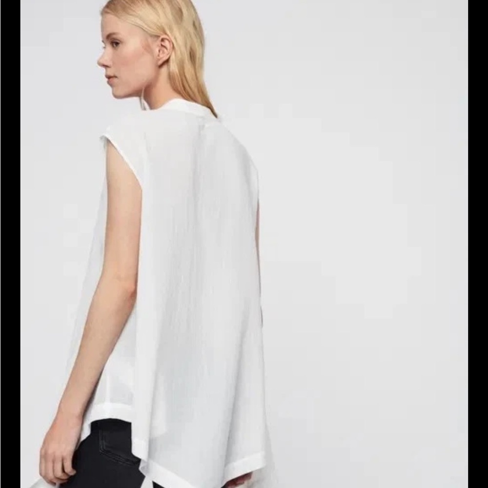 AllSaints Avee White Asymmetrical Hem Sleeveless Top Small - Picture 6 of 8